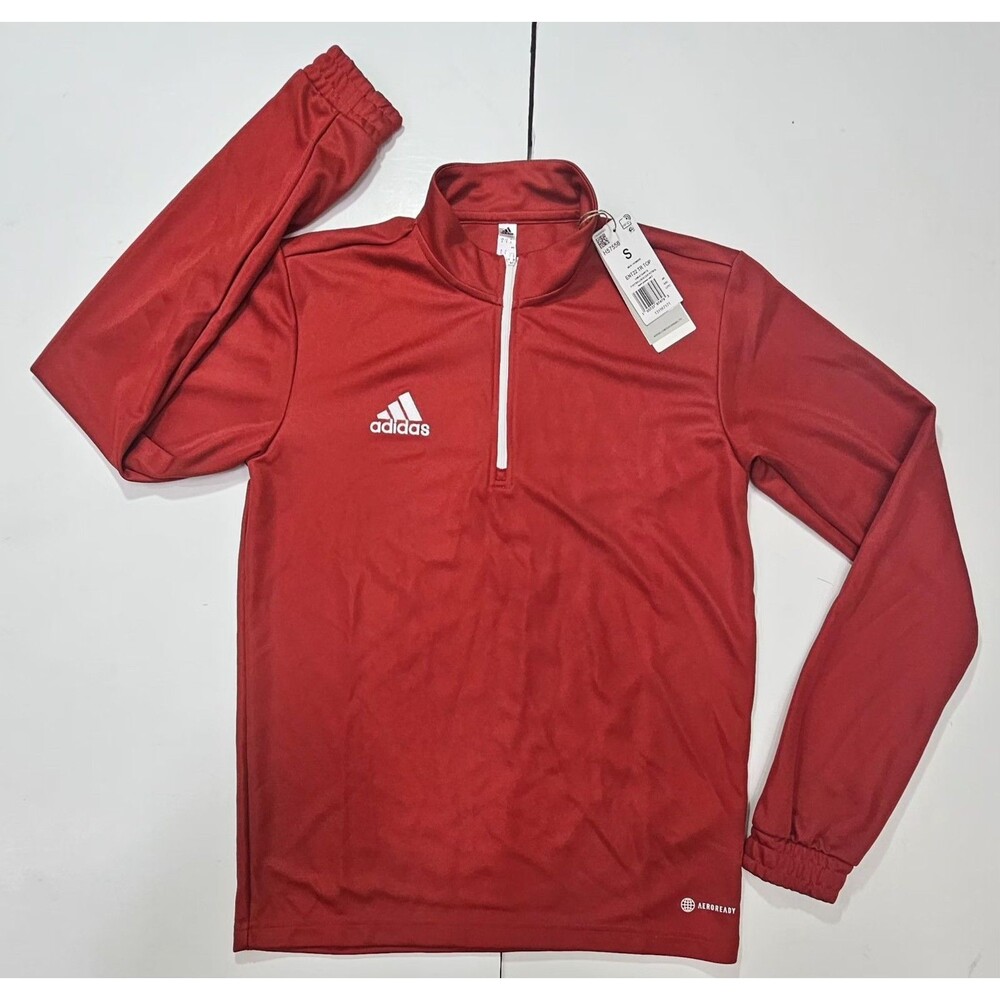 Adidas Mens Small Entrada 22 Half Zip Training Top Red Pullover NWT H57556